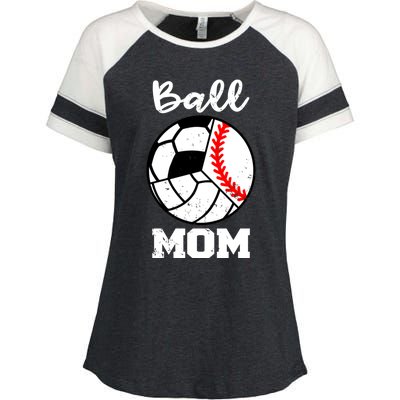 Ball Mom Funny Baseball Volleyball Soccer Mom Cute Gift Enza Ladies Jersey Colorblock Tee