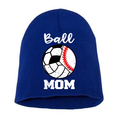 Ball Mom Funny Baseball Volleyball Soccer Mom Cute Gift Short Acrylic Beanie