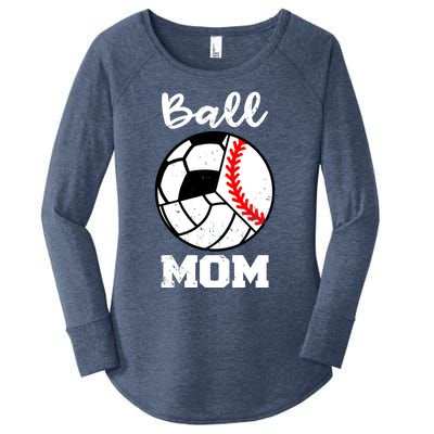 Ball Mom Funny Baseball Volleyball Soccer Mom Cute Gift Women's Perfect Tri Tunic Long Sleeve Shirt