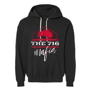 Buffalo Mafia For The 716 Area Code Buffalo Ny Garment-Dyed Fleece Hoodie