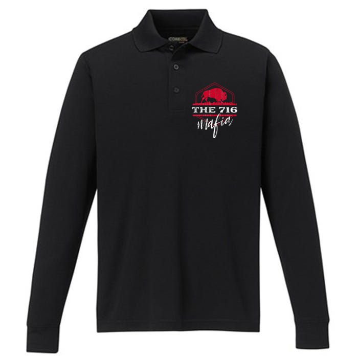 Buffalo Mafia For The 716 Area Code Buffalo Ny Performance Long Sleeve Polo