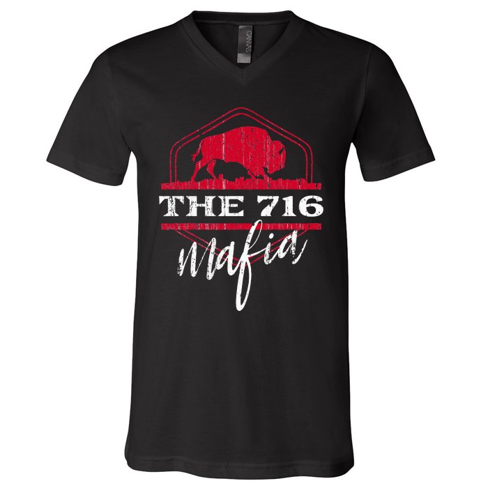 Buffalo Mafia For The 716 Area Code Buffalo Ny V-Neck T-Shirt