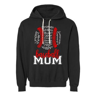 Baseball Mom Funny Sayings Garment-Dyed Fleece Hoodie