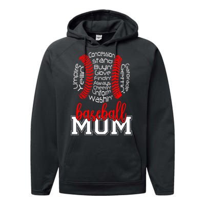 Baseball Mom Funny Sayings Performance Fleece Hoodie