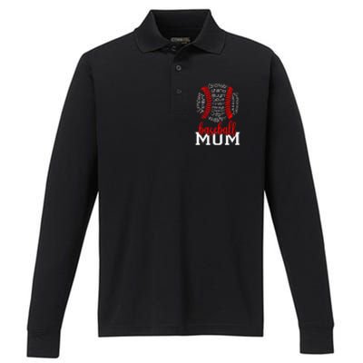 Baseball Mom Funny Sayings Performance Long Sleeve Polo