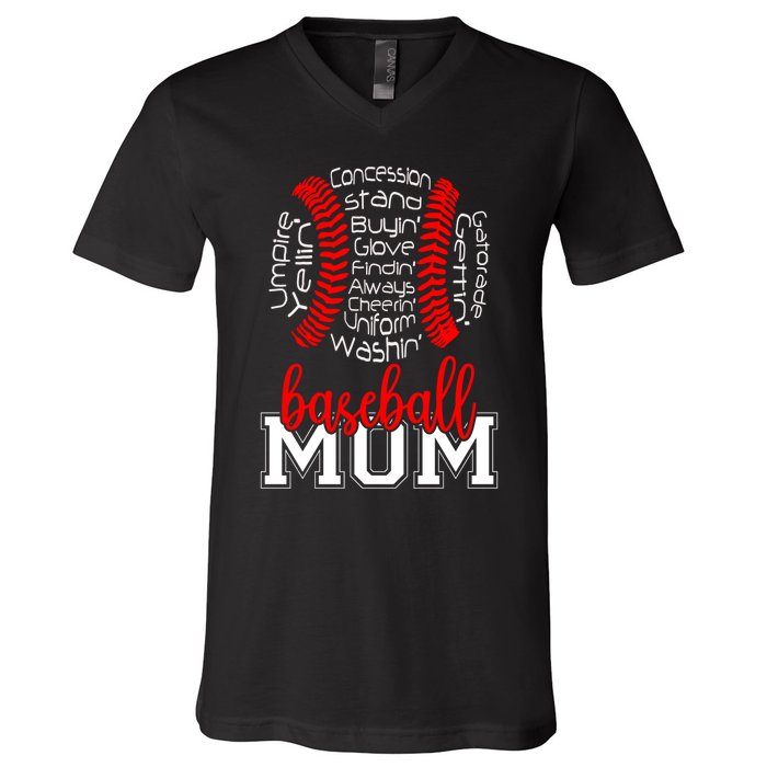 Baseball Mom Funny Sayings V-Neck T-Shirt