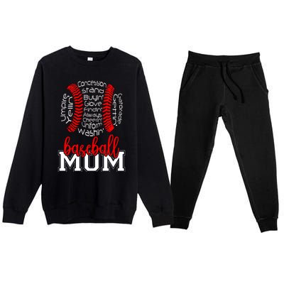 Baseball Mom Funny Sayings Premium Crewneck Sweatsuit Set