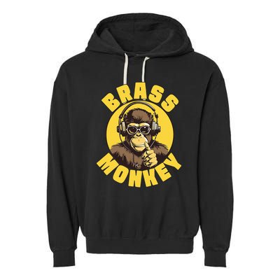 Brass Monkey Funny Cool Music Garment-Dyed Fleece Hoodie