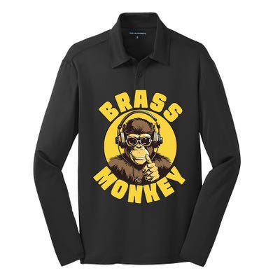 Brass Monkey Funny Cool Music Silk Touch Performance Long Sleeve Polo