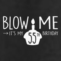 Blow Me Funny ItS My 55th Birthday 55 Bday Cake 7 Panel Mesh Trucker Snapback Hat