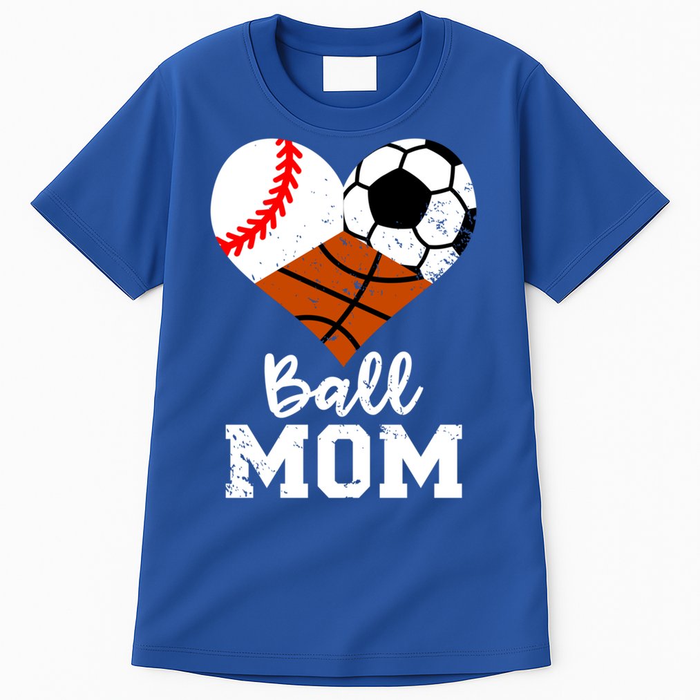 Ball Mom Funny Baseball Soccer Basketball Mom Gift Tall T-Shirt