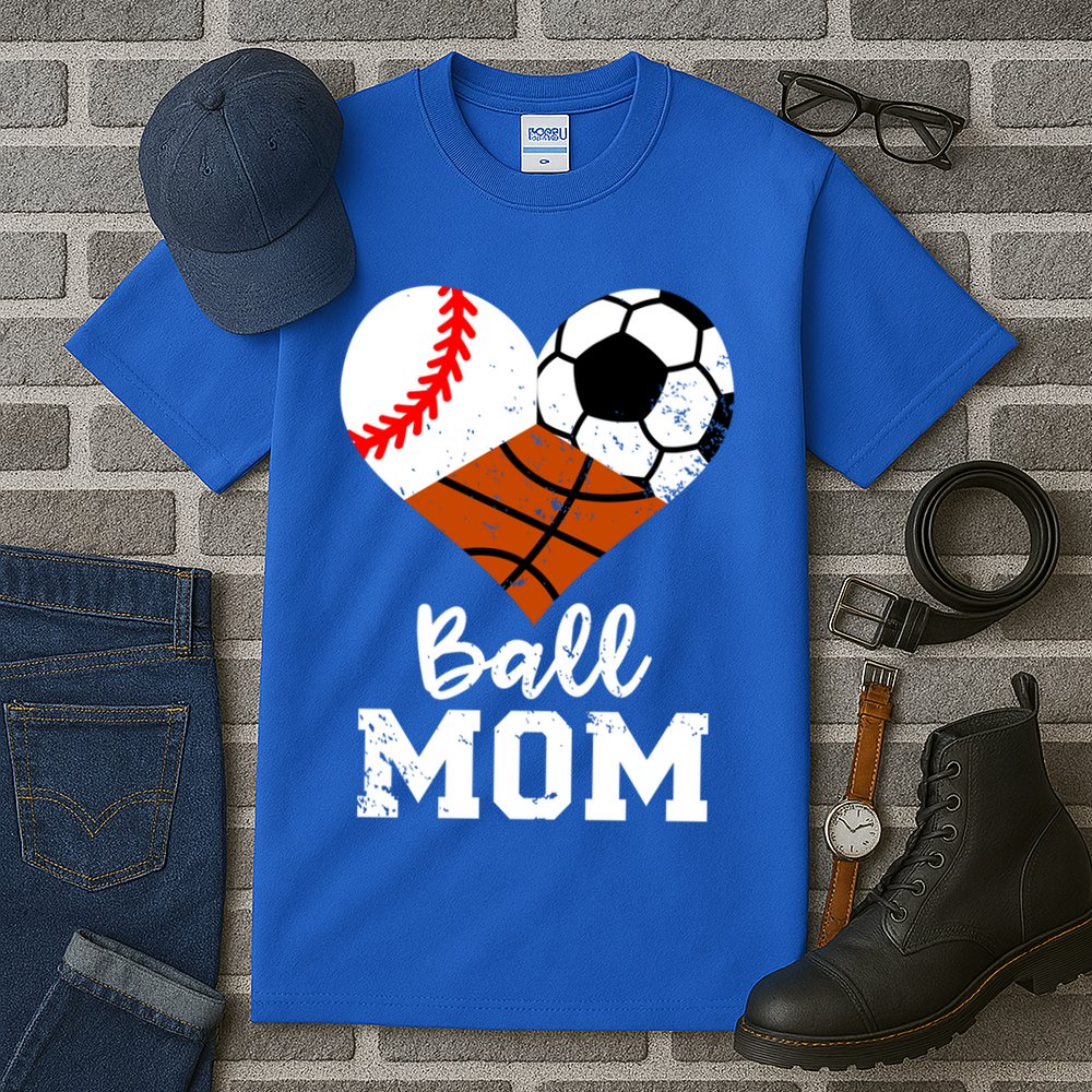 Ball Mom Funny Baseball Soccer Basketball Mom Gift Tall T-Shirt