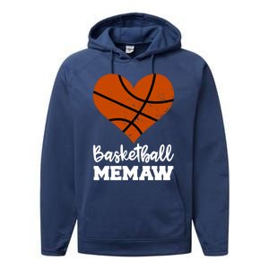 Basketball Memaw Funny Basketball Player Memaw Gift Performance Fleece Hoodie