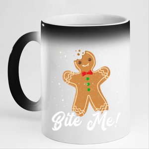 Bite Me Funny Gingerbread Christmas Holiday Cookie Meaningful Gift 11oz Black Color Changing Mug