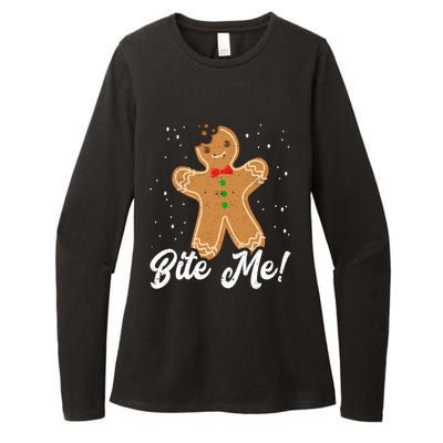 Bite Me Funny Gingerbread Christmas Holiday Cookie Meaningful Gift Womens CVC Long Sleeve Shirt