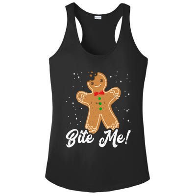 Bite Me Funny Gingerbread Christmas Holiday Cookie Meaningful Gift Ladies PosiCharge Competitor Racerback Tank