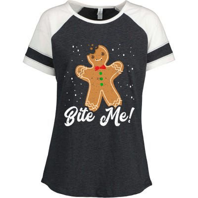 Bite Me Funny Gingerbread Christmas Holiday Cookie Meaningful Gift Enza Ladies Jersey Colorblock Tee