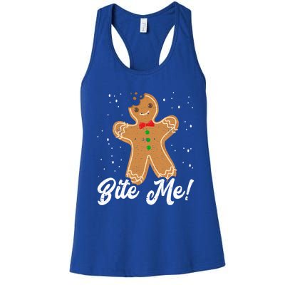 Bite Me Funny Gingerbread Christmas Holiday Cookie Meaningful Gift Women's Racerback Tank