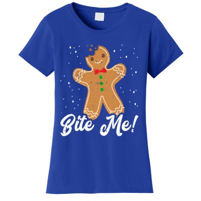 Bite Me Funny Gingerbread Christmas Holiday Cookie Meaningful Gift Women's T-Shirt