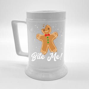 Bite Me Funny Gingerbread Christmas Holiday Cookie Meaningful Gift Beer Stein