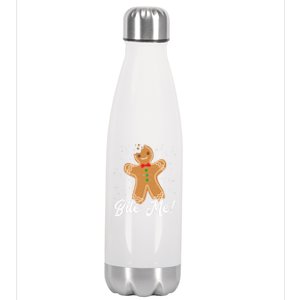 Bite Me Funny Gingerbread Christmas Holiday Cookie Meaningful Gift Stainless Steel Insulated Water Bottle