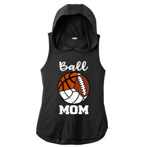 Ball Mom Funny Football Basketball Volleyball Mom Gift Ladies PosiCharge Tri-Blend Wicking Draft Hoodie Tank