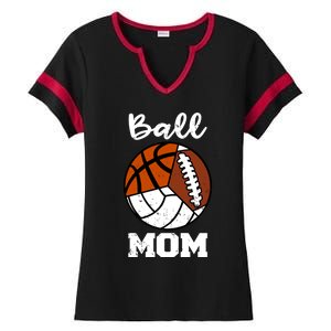 Ball Mom Funny Football Basketball Volleyball Mom Gift Ladies Halftime Notch Neck Tee