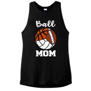 Ball Mom Funny Football Basketball Volleyball Mom Gift Ladies PosiCharge Tri-Blend Wicking Tank