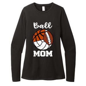 Ball Mom Funny Football Basketball Volleyball Mom Gift Womens CVC Long Sleeve Shirt