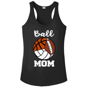 Ball Mom Funny Football Basketball Volleyball Mom Gift Ladies PosiCharge Competitor Racerback Tank