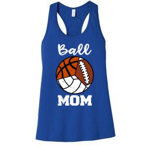 Ball Mom Funny Football Basketball Volleyball Mom Gift Women's Racerback Tank