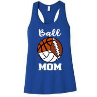 Ball Mom Funny Football Basketball Volleyball Mom Gift Women's Racerback Tank