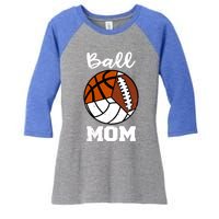 Ball Mom Funny Football Basketball Volleyball Mom Gift Women's Tri-Blend 3/4-Sleeve Raglan Shirt