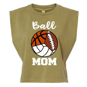 Ball Mom Funny Football Basketball Volleyball Mom Gift Garment-Dyed Women's Muscle Tee