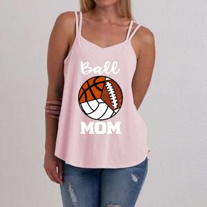 Ball Mom Funny Football Basketball Volleyball Mom Gift Women's Strappy Tank