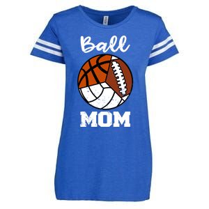 Ball Mom Funny Football Basketball Volleyball Mom Gift Enza Ladies Jersey Football T-Shirt