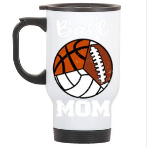 Ball Mom Funny Football Basketball Volleyball Mom Gift Stainless Steel Travel Mug