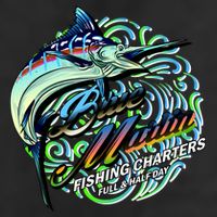 Blue Marlins Fishing Charter 7 Panel Mesh Trucker Snapback Hat