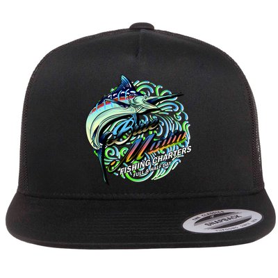 Blue Marlins Fishing Charter Flat Bill Trucker Hat