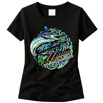 Blue Marlins Fishing Charter Womens T-Shirt