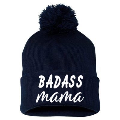 Badass Mama Funny Mom Happy Mothers Day Pom Pom 12in Knit Beanie