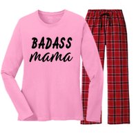 Badass Mama Funny Mom Happy Mothers Day Women's Long Sleeve Flannel Pajama Set 