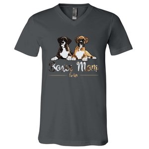 Boxer Mom Fur Life Dog Gifts V-Neck T-Shirt