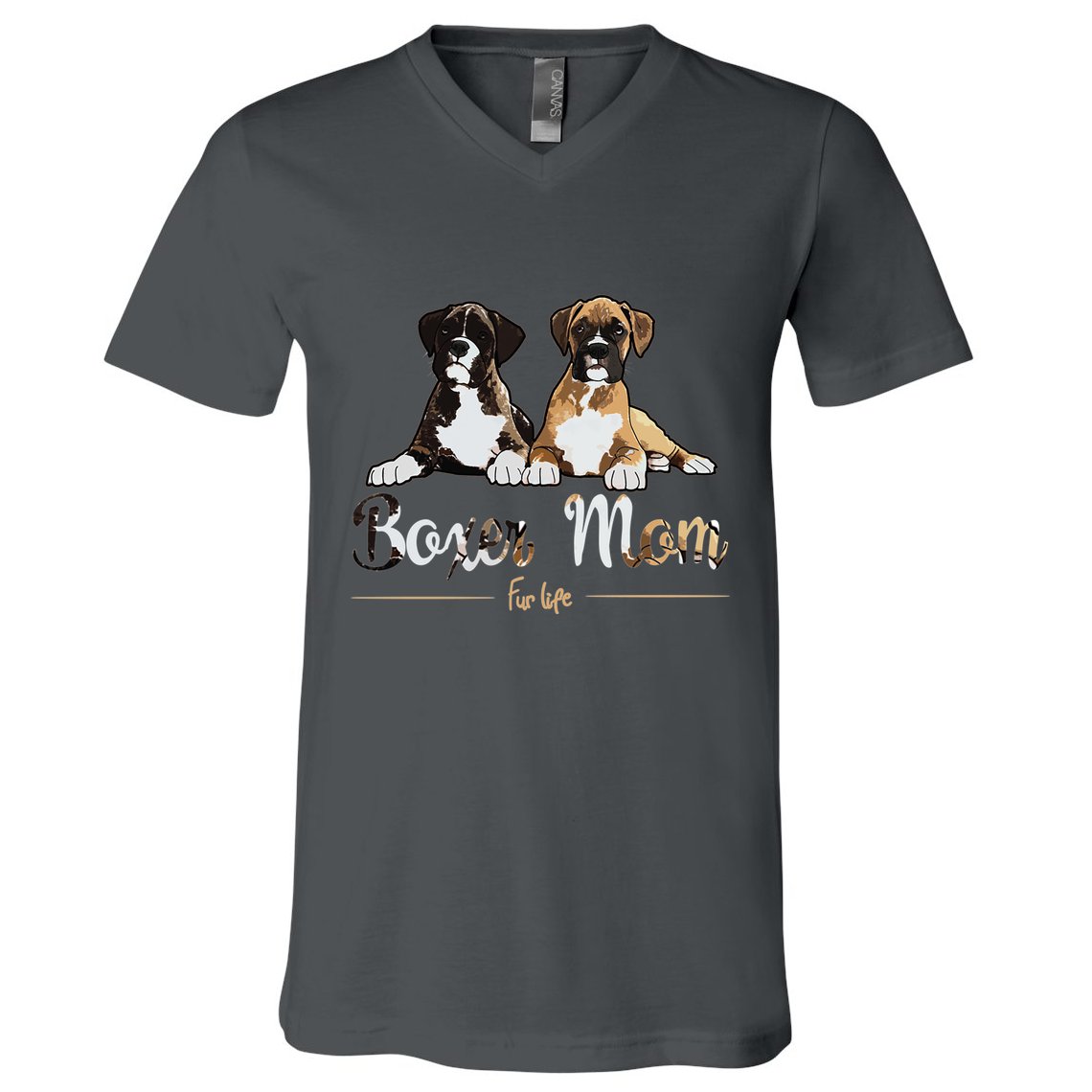 Boxer Mom Fur Life Dog Gifts V-Neck T-Shirt