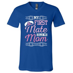 Boating My First Mate Calls Me Mom Gift V-Neck T-Shirt