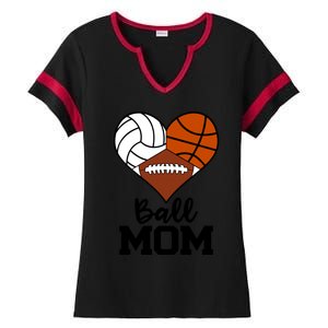 Ball Mom Funny Volleyball Basketball Football Player Mom Meaningful Gift Ladies Halftime Notch Neck Tee