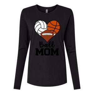 Ball Mom Funny Volleyball Basketball Football Player Mom Meaningful Gift Womens Cotton Relaxed Long Sleeve T-Shirt