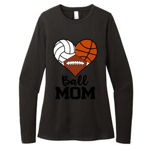 Ball Mom Funny Volleyball Basketball Football Player Mom Meaningful Gift Womens CVC Long Sleeve Shirt