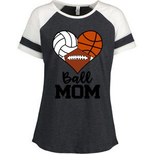 Ball Mom Funny Volleyball Basketball Football Player Mom Meaningful Gift Enza Ladies Jersey Colorblock Tee