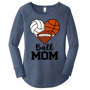 Ball Mom Funny Volleyball Basketball Football Player Mom Meaningful Gift Women's Perfect Tri Tunic Long Sleeve Shirt